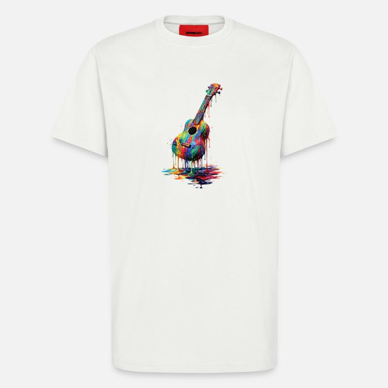 Ukulele mit tropfender Farbe - T-Shirt - made by SPREAD - OFF WHITE