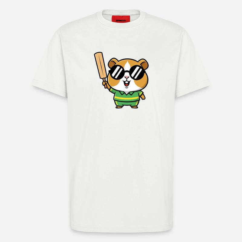 Cooler Hamster Mit Cricket Schlaeger - T-Shirt - made by SPREAD - OFF WHITE