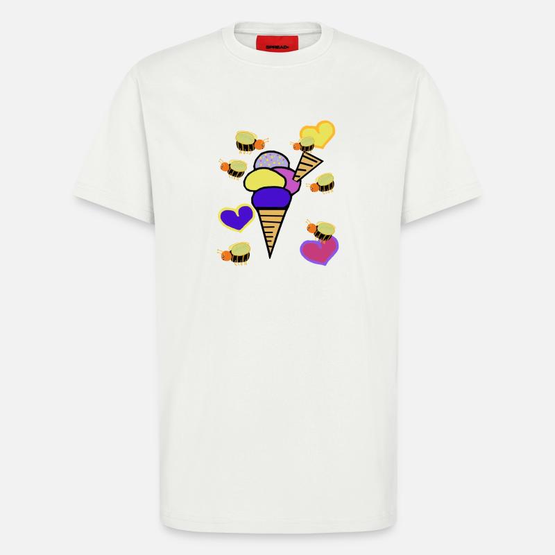 Retro Eis Eiskrem Eiscreme Bienen - T-Shirt - made by SPREAD - OFF WHITE