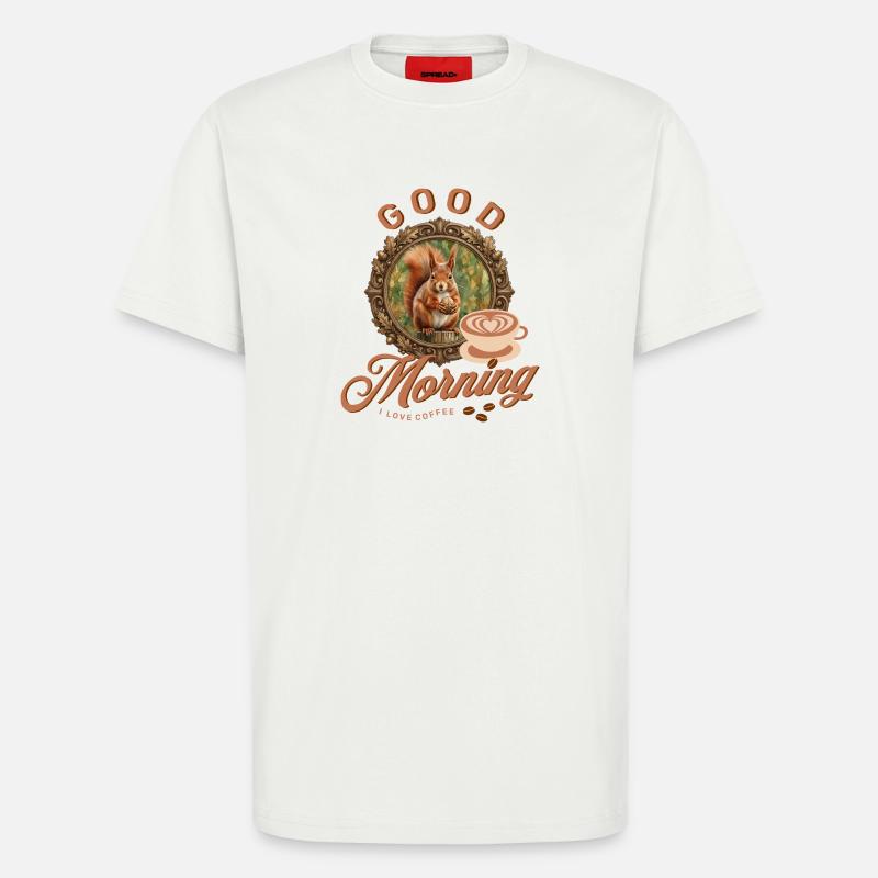 Morgenkaffee mit Eichhörnchen - T-Shirt - made by SPREAD - OFF WHITE