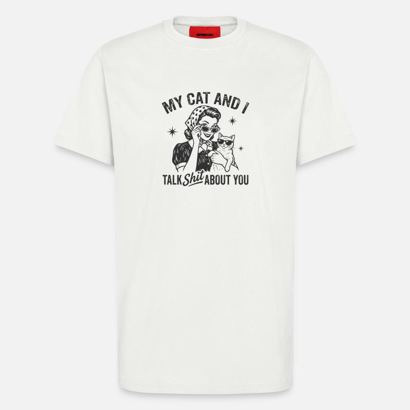 Katzengespräch im Retrostil Lästern Geschenk - T-Shirt - made by SPREAD - OFF WHITE