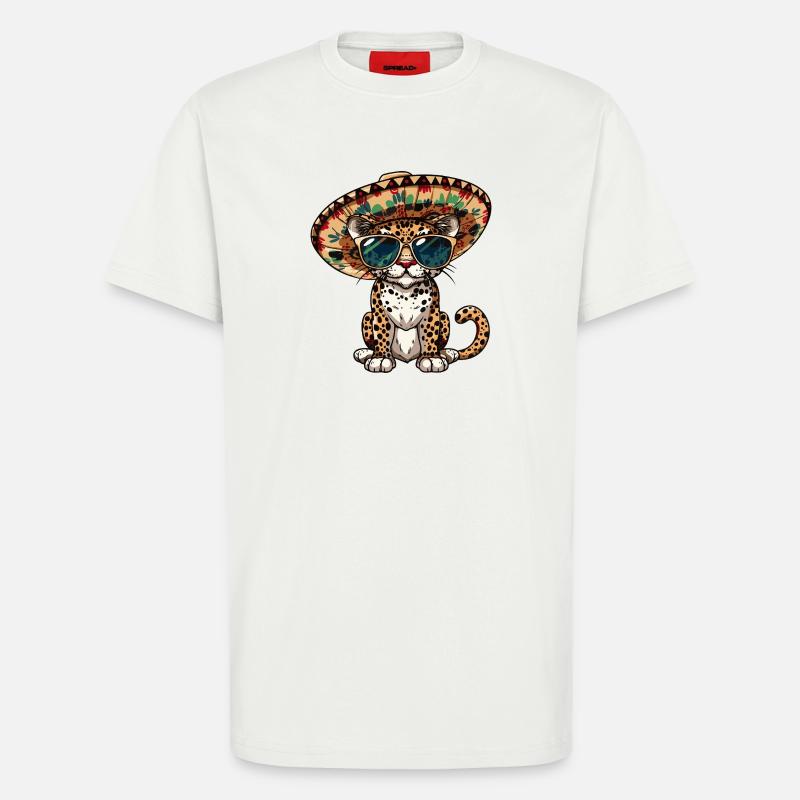 Leopard Comic Lustig Sombrero - T-Shirt - made by SPREAD - OFF WHITE