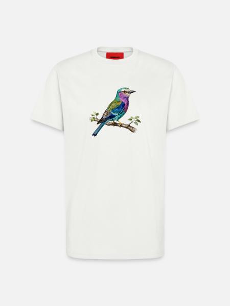 Long-stranded roller – naturalistic engraving - T-Shirt - made by SPREAD - OFF WHITE