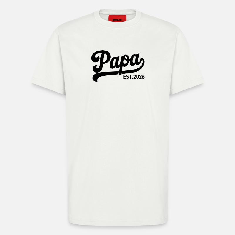 Papa EST 2026 Script Logo - T-shirt bio décontracté fabriqué en UE - OFF WHITE