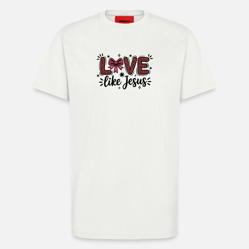 Love Like Jesus Heart Scripture Bow - T-Shirt - made by SPREAD - OFF WHITE