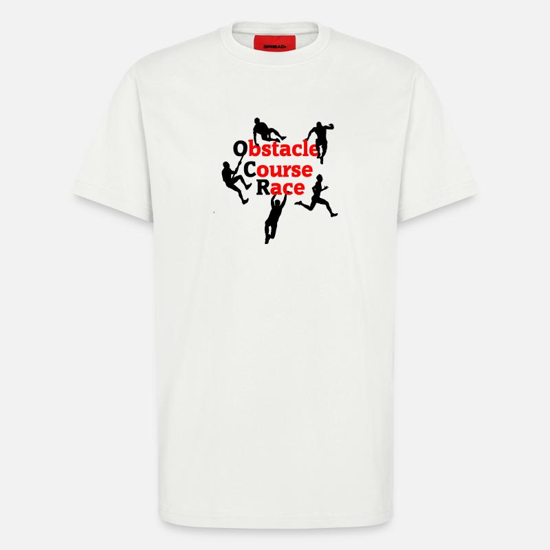 Course d’obstacles – Red Impact Design - T-shirt bio décontracté fabriqué en UE - OFF WHITE