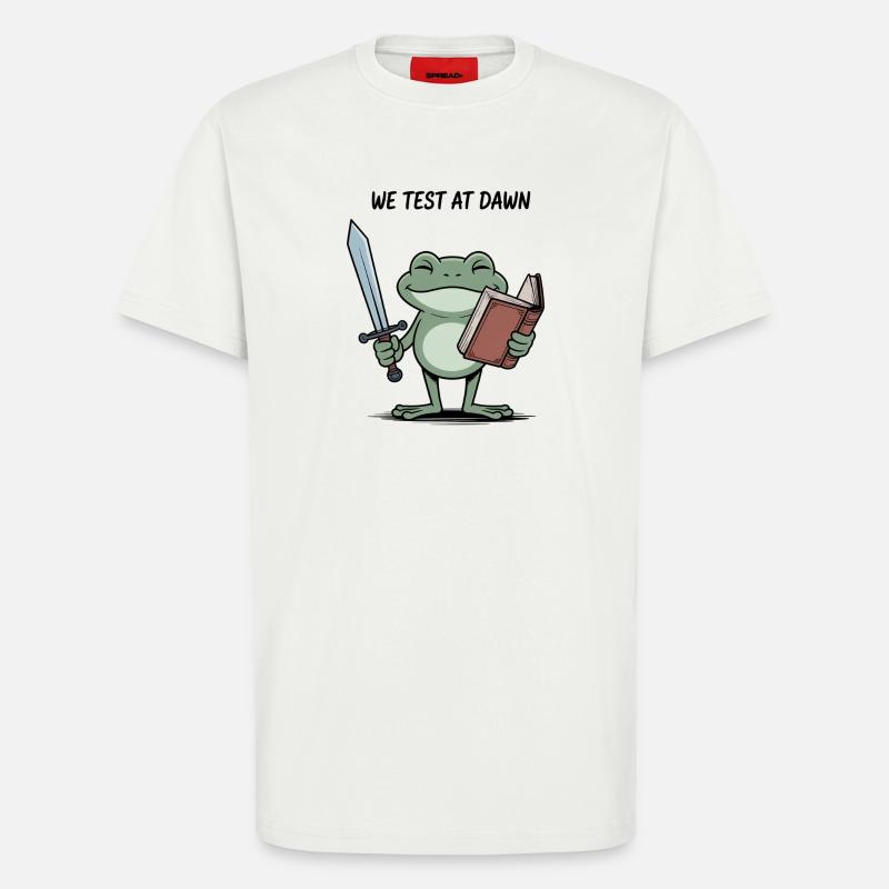 Dawn Quest Frog: Sword & Scroll - T-Shirt - made by SPREAD - OFF WHITE