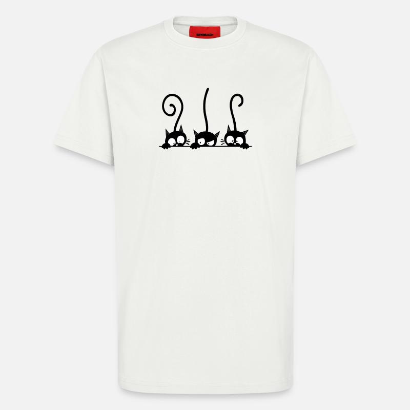Three curious black cats - T-Shirt - made by SPREAD - OFF WHITE