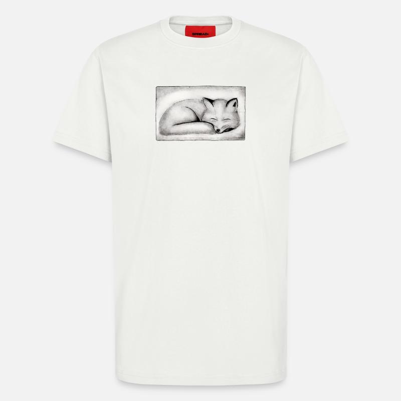 Schlafender Fuchs - handgeschnitzte Druckvorlage - T-Shirt - made by SPREAD - OFF WHITE