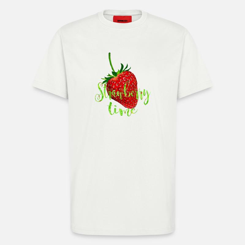 Fraise avec expression - T-shirt bio décontracté fabriqué en UE - OFF WHITE