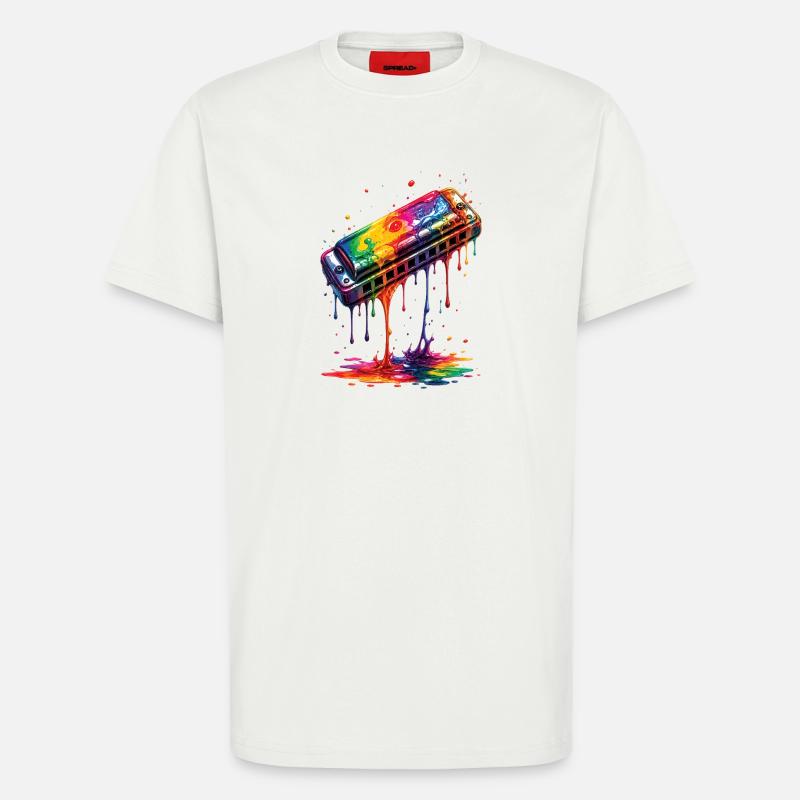 Harmonica with dripping paint - T-Shirt - made by SPREAD - OFF WHITE