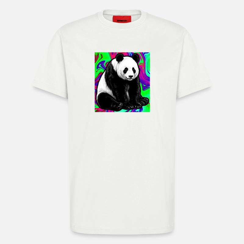 panda - T-shirt bio décontracté fabriqué en UE - OFF WHITE