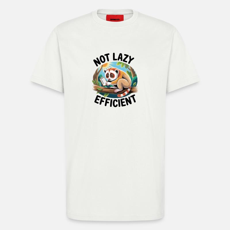 Not lazy | Efficient plum lori - T-Shirt - made by SPREAD - OFF WHITE