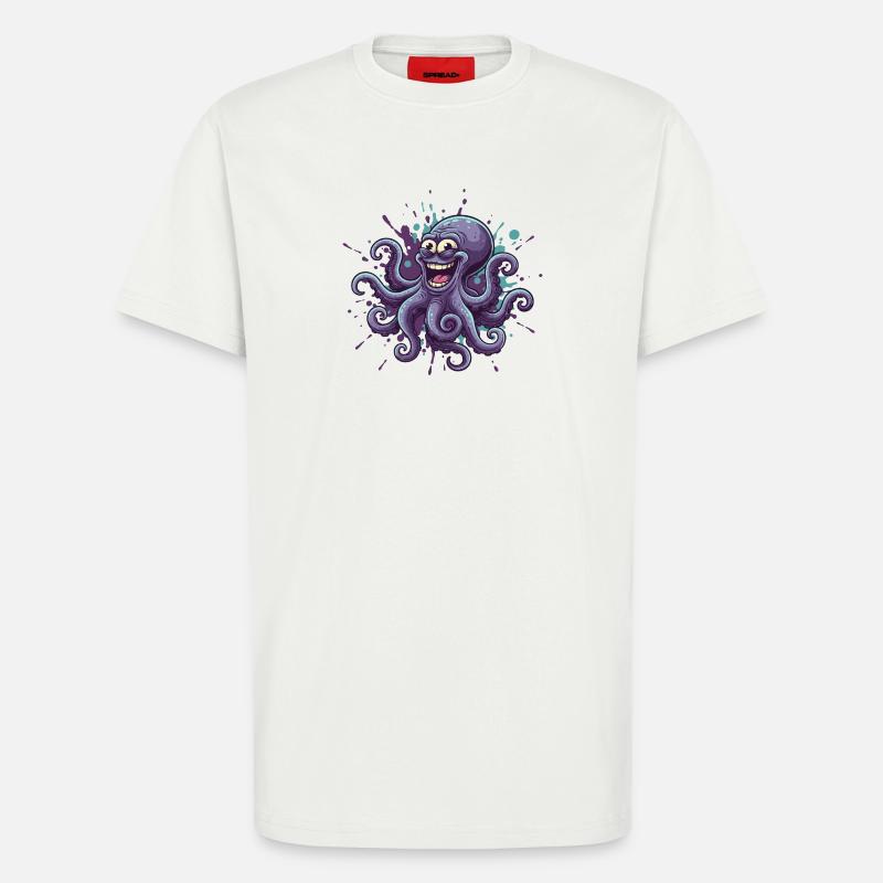 Fröhlicher Tinten-Oktopus Graffiti - T-Shirt - made by SPREAD - OFF WHITE
