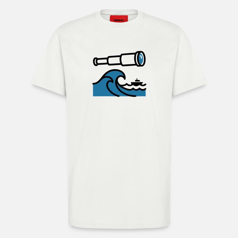 Telescope Waves Ocean Explorer - T-Shirt - made by SPREAD - OFF WHITE