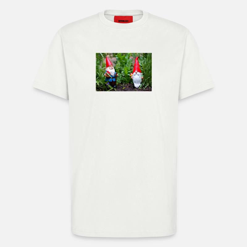 Gartenwichtel im Blumengarten - T-Shirt - made by SPREAD - OFF WHITE