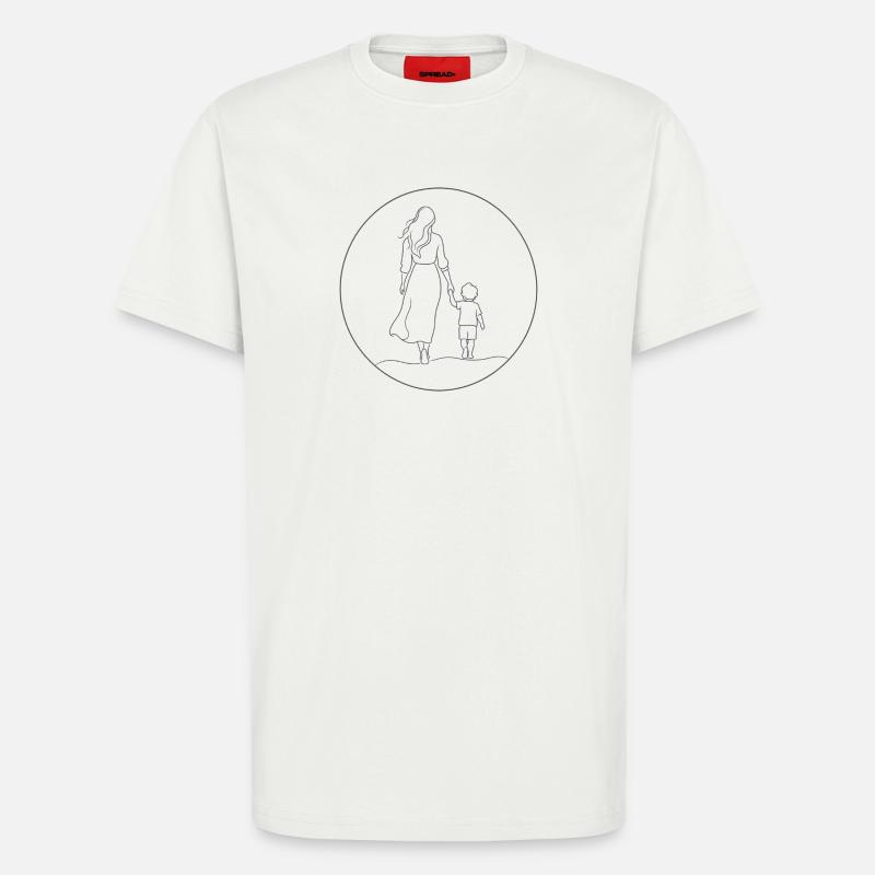 Mutter-Kind-Link in linearer Zeichnung - T-Shirt - made by SPREAD - OFF WHITE