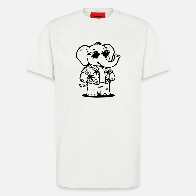 Vacances d’éléphants - T-shirt bio décontracté fabriqué en UE - OFF WHITE