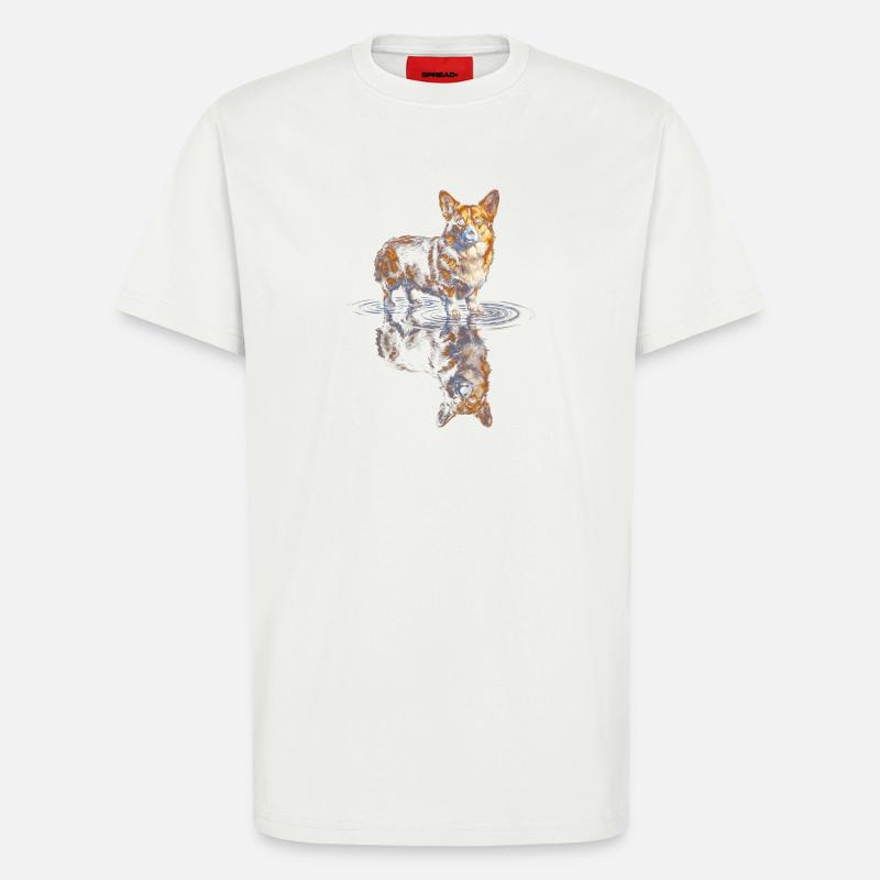 Wasserreflex Corgi - T-Shirt - made by SPREAD - OFF WHITE