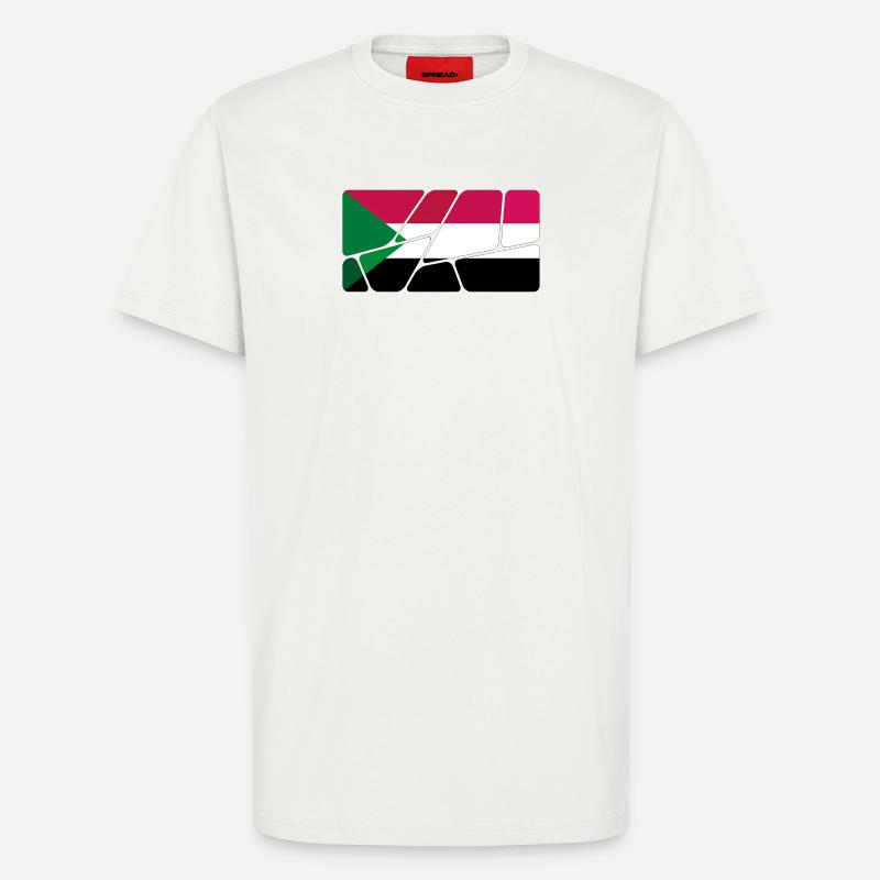 Le Soudan comme drapeau - T-shirt bio décontracté fabriqué en UE - OFF WHITE