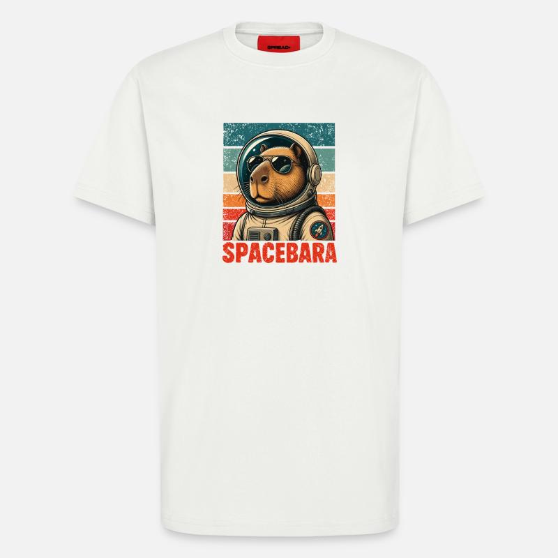 Spacebara Capybara Astronaut Space Retro - T-Shirt - made by SPREAD - OFF WHITE