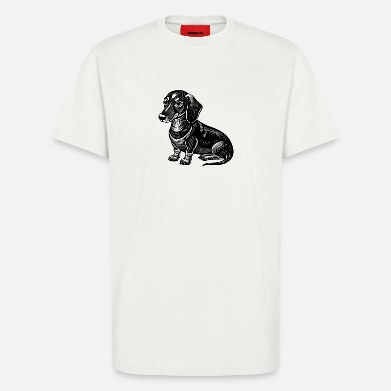 Teckel assis - T-shirt bio décontracté fabriqué en UE - OFF WHITE