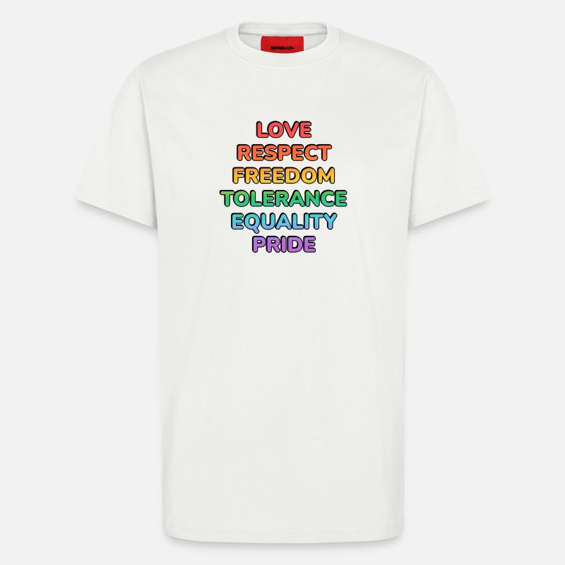 Pride Values Rainbow Text - T-Shirt - made by SPREAD - OFF WHITE