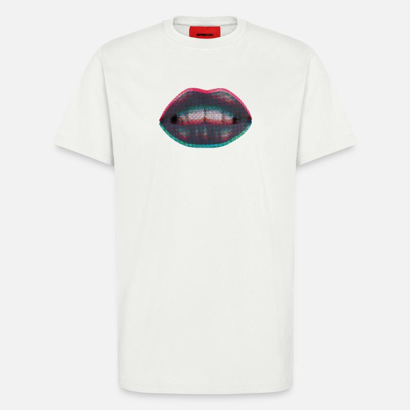 Dotted neon lips - T-Shirt - made by SPREAD - OFF WHITE