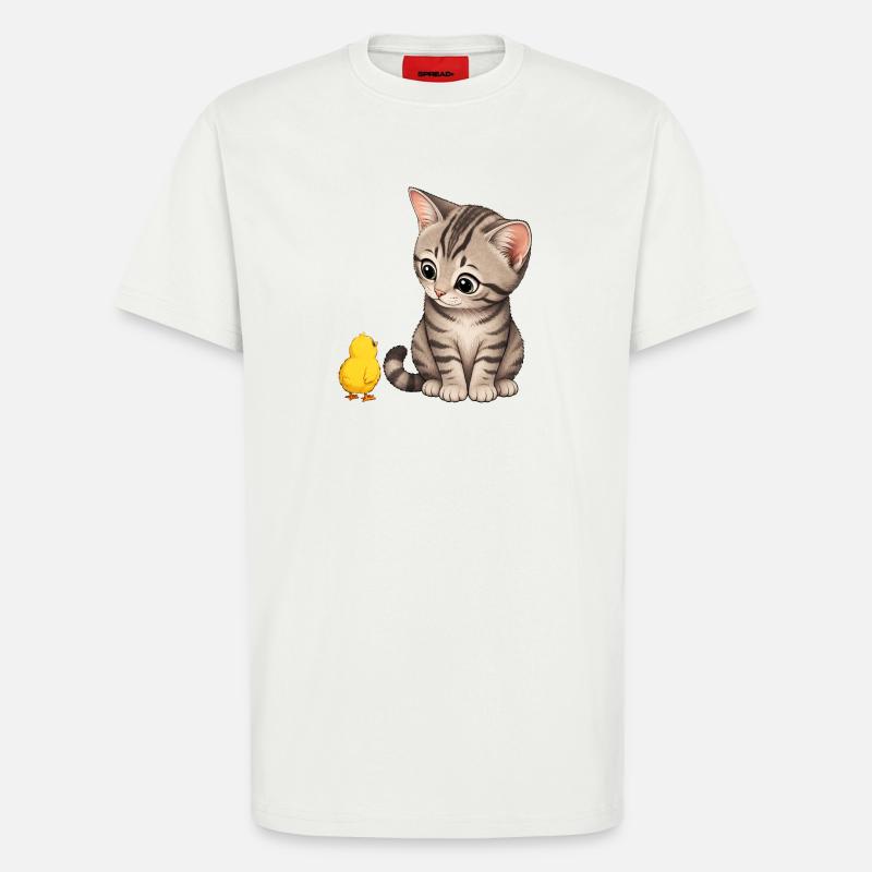 Kitten with chicks - T-Shirt - made by SPREAD - OFF WHITE
