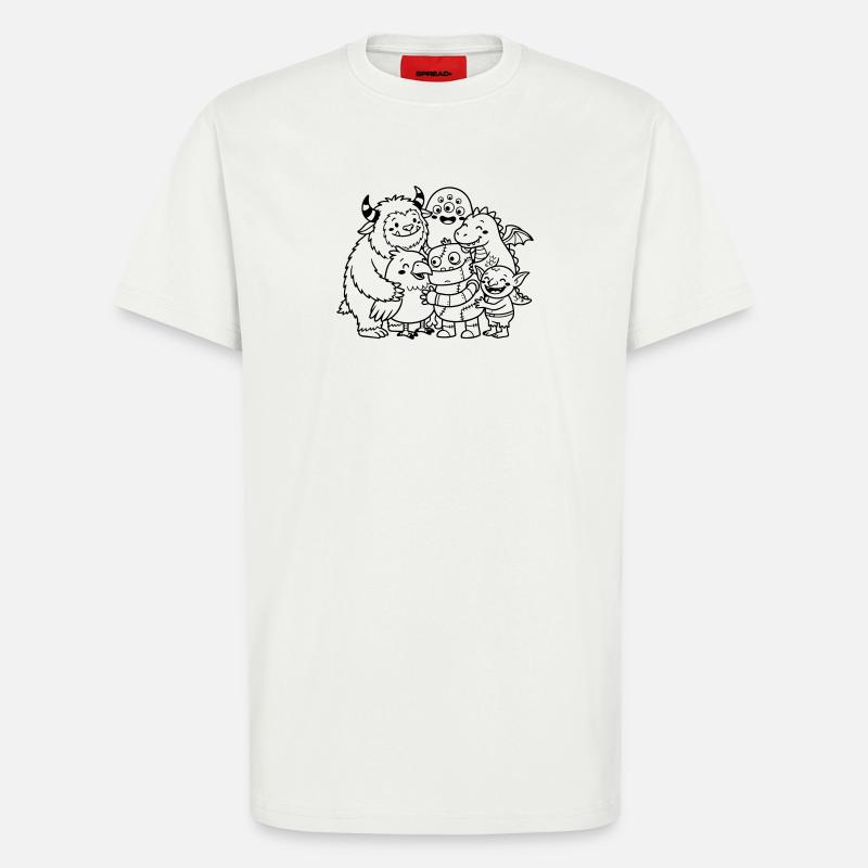 monstres mignons - T-shirt bio décontracté fabriqué en UE - OFF WHITE