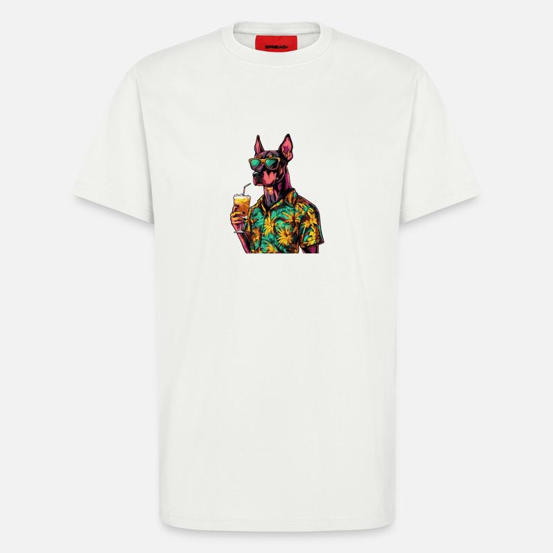 Dobermann Hund Comic Sommer - T-Shirt - made by SPREAD - OFF WHITE