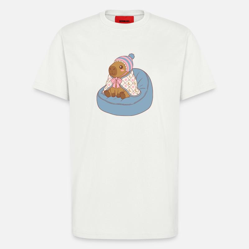 Cuddle Capybara Moonstar-Decke – Kawaii-Design - T-Shirt - made by SPREAD - OFF WHITE