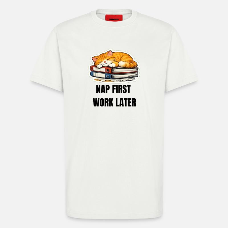 NAP FIRST WORK LATER - T-Shirt - made by SPREAD - OFF WHITE