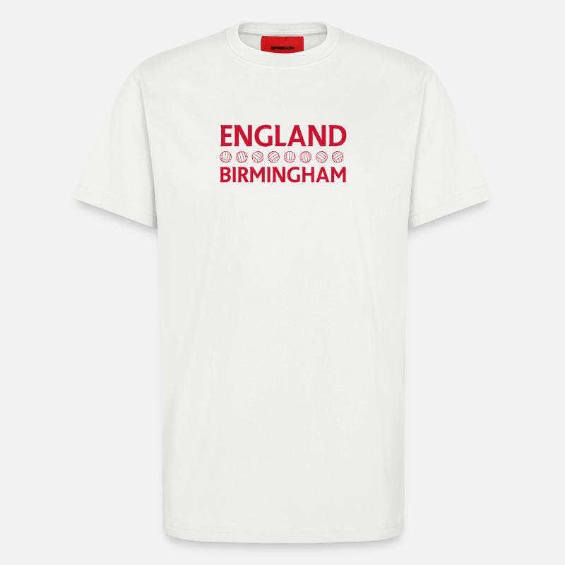 Emblème de cricket Angleterre Birmingham - T-shirt bio décontracté fabriqué en UE - OFF WHITE