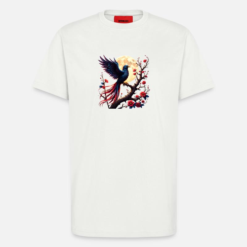 Lunar Blue Phoenix in Blühe - T-Shirt - made by SPREAD - OFF WHITE