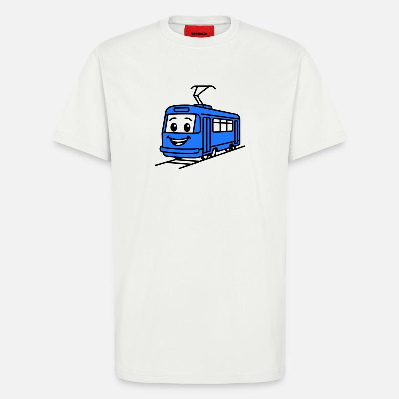 Dessin animé du tramway - T-shirt bio décontracté fabriqué en UE - OFF WHITE