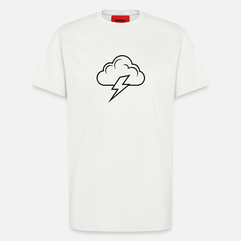 Nuage et Éclair - T-shirt bio décontracté fabriqué en UE - OFF WHITE