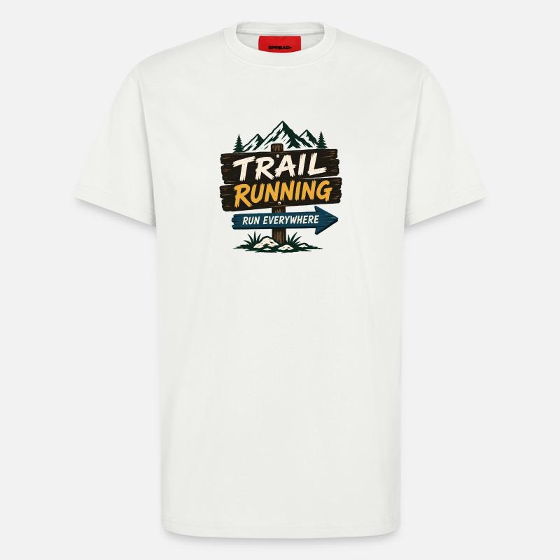 Course en sentier - Courez partout - T-shirt bio décontracté fabriqué en UE - OFF WHITE
