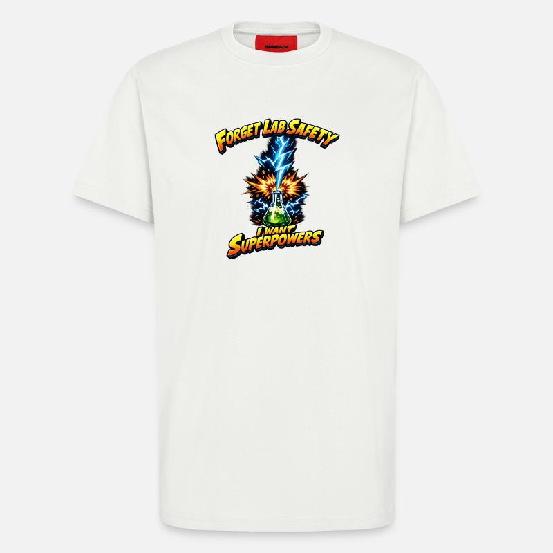 Forgetting lab safety – superpowers - T-Shirt - made by SPREAD - OFF WHITE