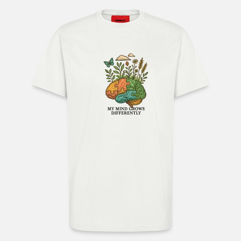 Brain grows differently - T-Shirt - made by SPREAD - OFF WHITE