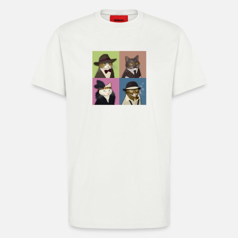 Dapper Cats Quartett - T-Shirt - made by SPREAD - OFF WHITE