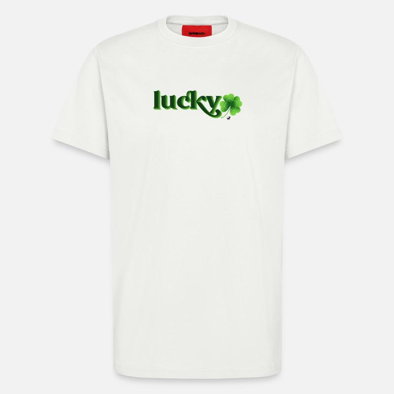 Vierblättrige Kleeblatt Abbildung mit Inschrift - T-Shirt - made by SPREAD - OFF WHITE
