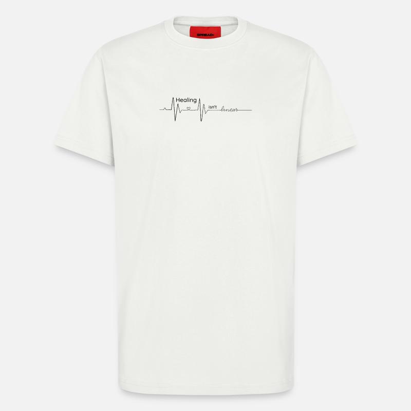 Die Heilung ist nicht linear – Kardiogramm - T-Shirt - made by SPREAD - OFF WHITE