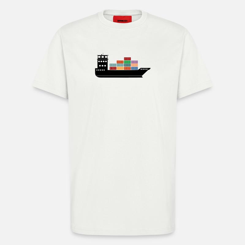 Seecontainerschiff oder Boot mit Containern - T-Shirt - made by SPREAD - OFF WHITE