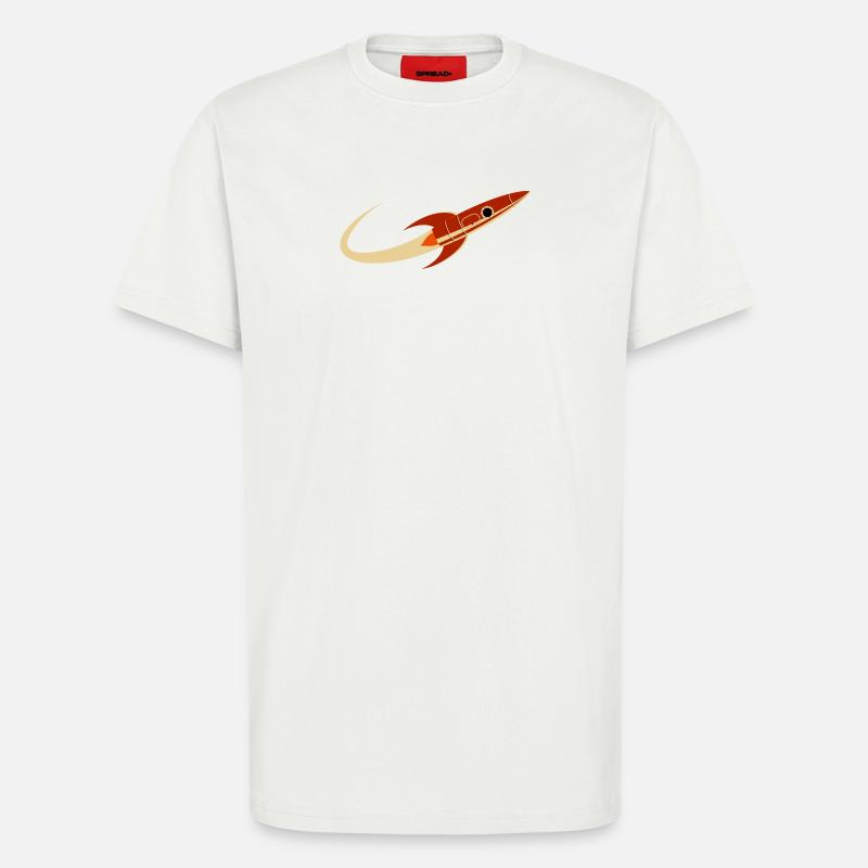 Fusée spatiale rouge - T-shirt bio décontracté fabriqué en UE - OFF WHITE