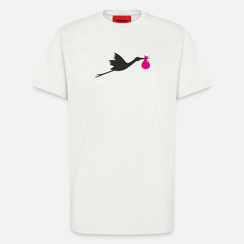 Klapperstorch Storch Mädchen rosa - T-Shirt - made by SPREAD - OFF WHITE