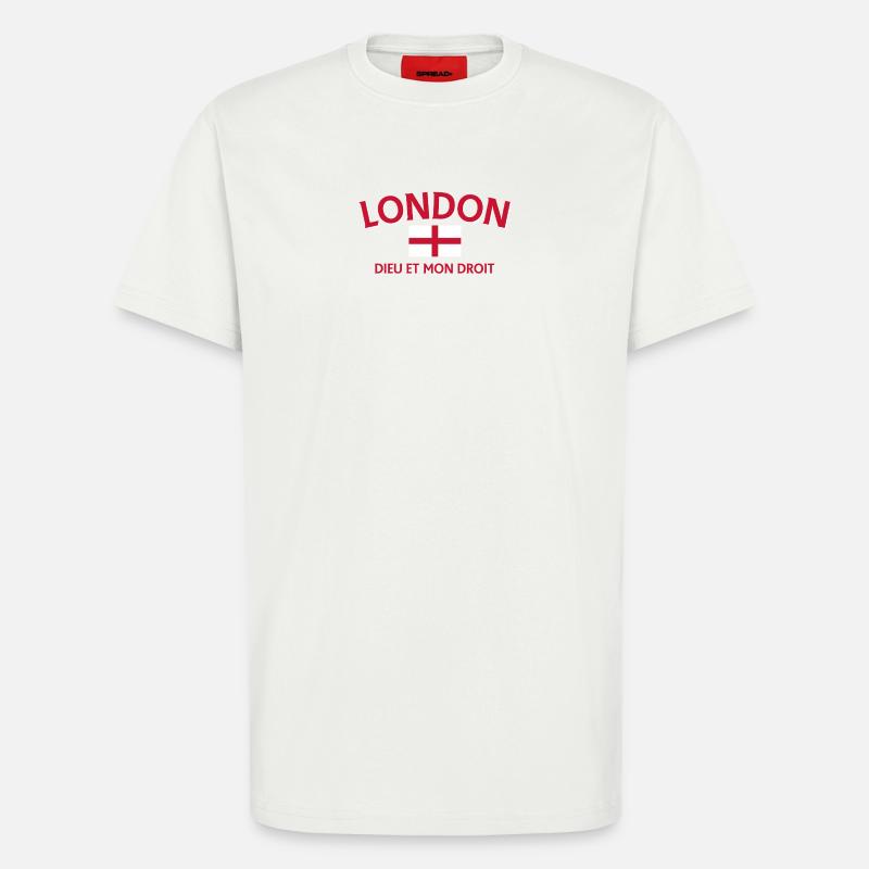 Drapeau et devise de Londres - T-shirt bio décontracté fabriqué en UE - OFF WHITE