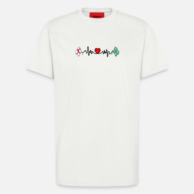 Herzfrequenz in Gloucestershire & England - T-Shirt - made by SPREAD - OFF WHITE