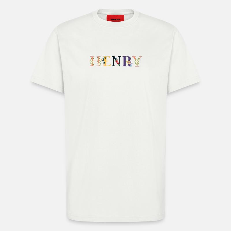 HENRY Name mit Blumen geschmückt - T-Shirt - made by SPREAD - OFF WHITE