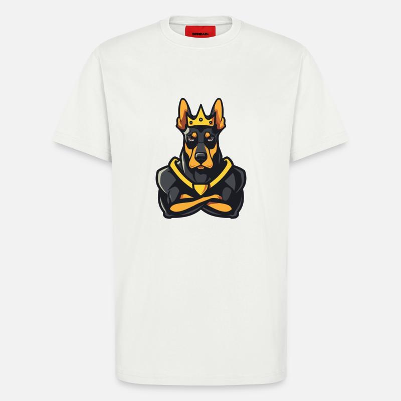 Dobermann Hund Comic Krone - T-Shirt - made by SPREAD - OFF WHITE